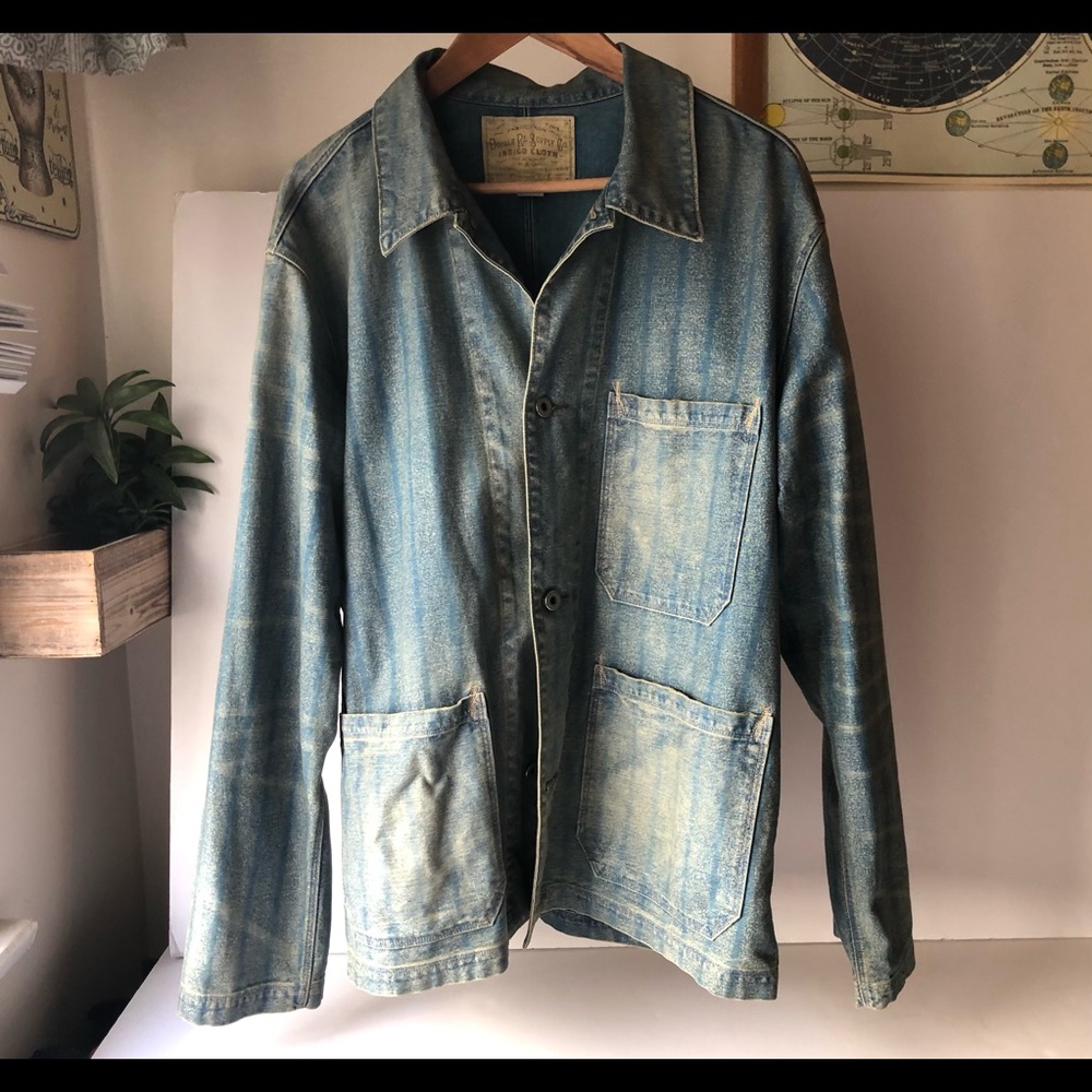 Double RL Engineer Striped Chore Jacket, Size XL